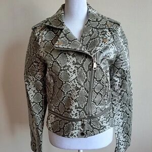 Patrizia Luca Snake Print Leather Jacket